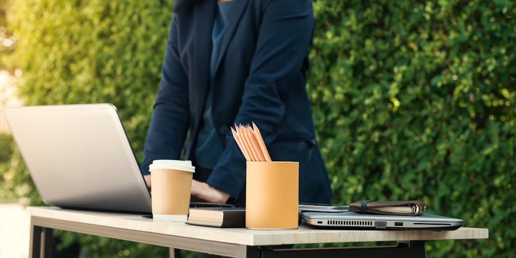 Grey Laptop on Table